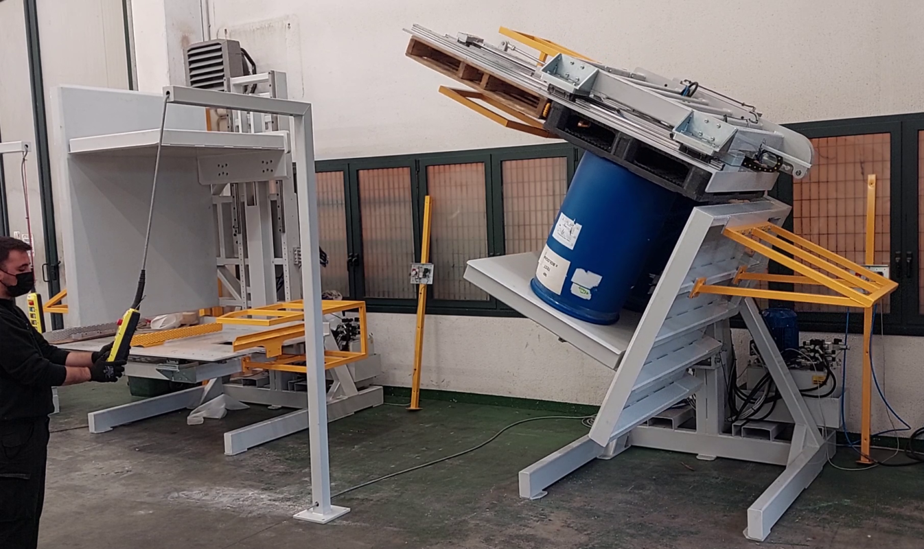 pallet changer Hands Free blue drums
