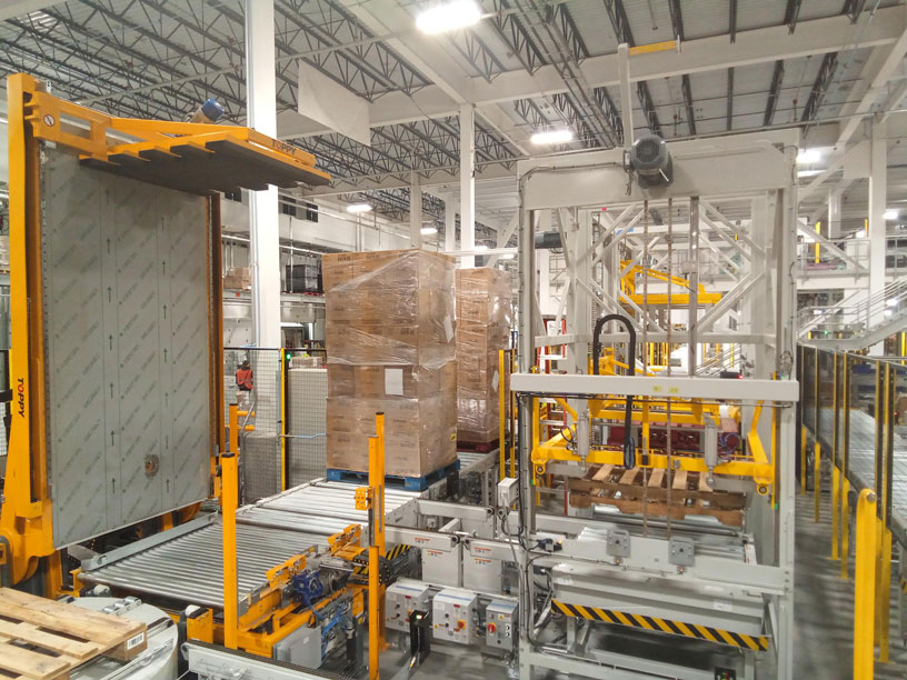 自动化托盘交换系统利用滑板转移无托盘货物