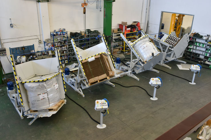 智能仓储系统中的全自动托盘翻转机运行实景